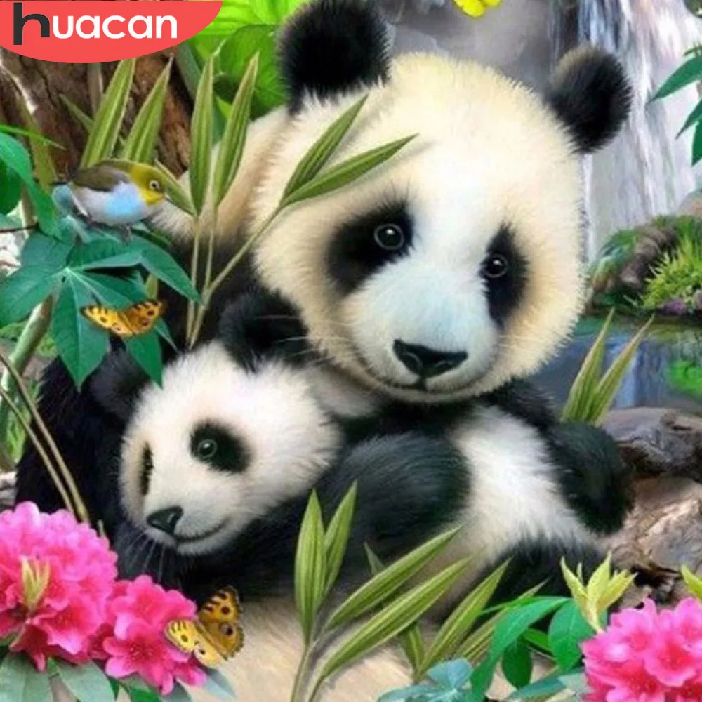 Алмазная вышивка huacan Animal 5D DIY алмазная живопись полная квадратная панда Алмазная мозаика картина Стразы подарок ребенку