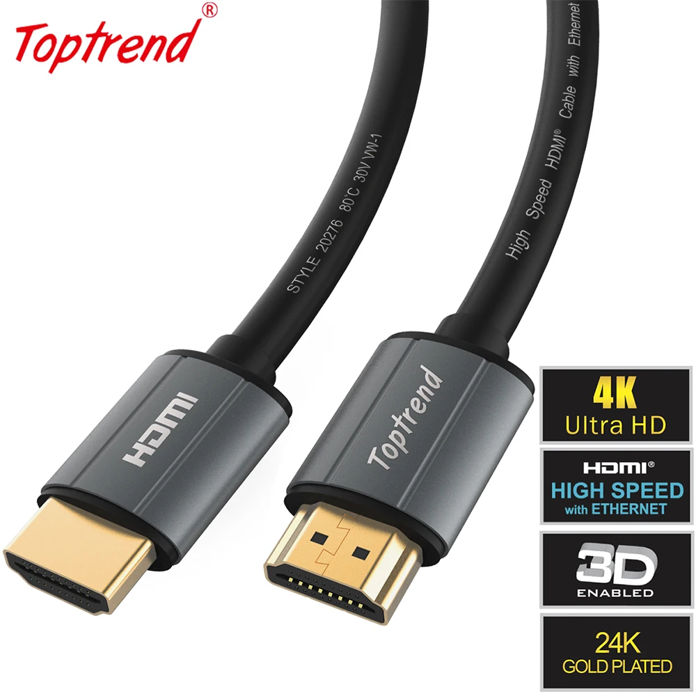 

Toptrend HDMI Cable 4k 2.0 High Speed HDMI Splitter Cable Supports 1080p 3D 4K 60Hz Compatible with PS3 PS4 PC 0.9m 1.8m 10.6m