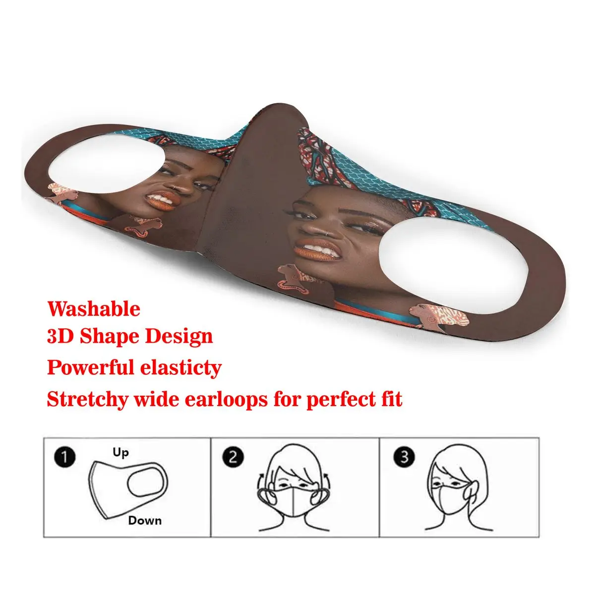 

Glow Princess Melanin African Red Lips Cotton Masks Festive Party Respirator Keep Warm Camouflage Anti Dust Mouth Muffle