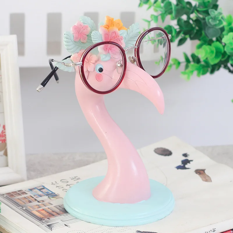 

CREATIVITY PINK FLAMINGOS SPECTACLE FRAME STATUE RESIN LOVELINESS ANIMAL GLASSES HOLDER MULTIPURPOSE HOME DECORATION ACCESSORIES
