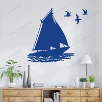 boat ship birds seagull ocean sailboat wall vinyl decal window wall stickers kids bedroom nursery decor wallpaper cx556