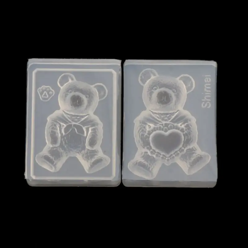 

2Pcs Cute Furry Bear Resin Mold Keychain Pendant DIY Pudding Chocolate Handmade Ice Cream Crystal Gum Paste Candy Mold