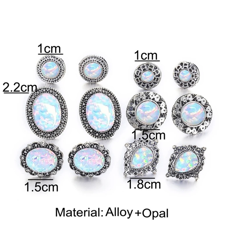 6 пар/компл. Белый огненный опал серьги штифты серьги-подвески в форме капли