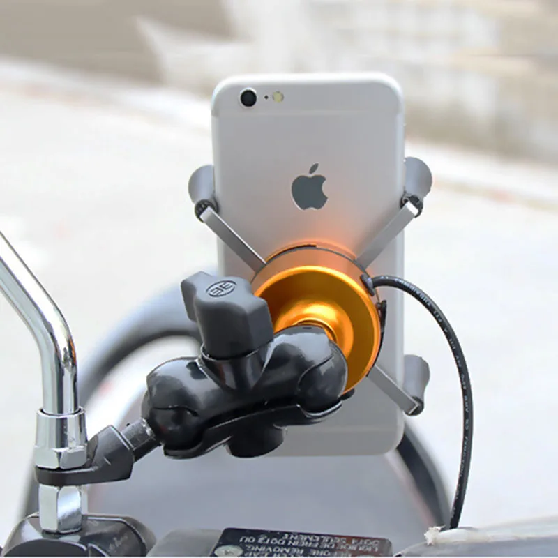 arvin motorcycle usb charging phone holder universal rotating moto mobile phone stand gps bracket mount for iphone xr 4 7 6 inch free global shipping