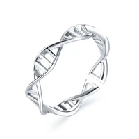 fashion dna chemistry molecule open rings for women men simple style rose silver color finger jewelry party gifts