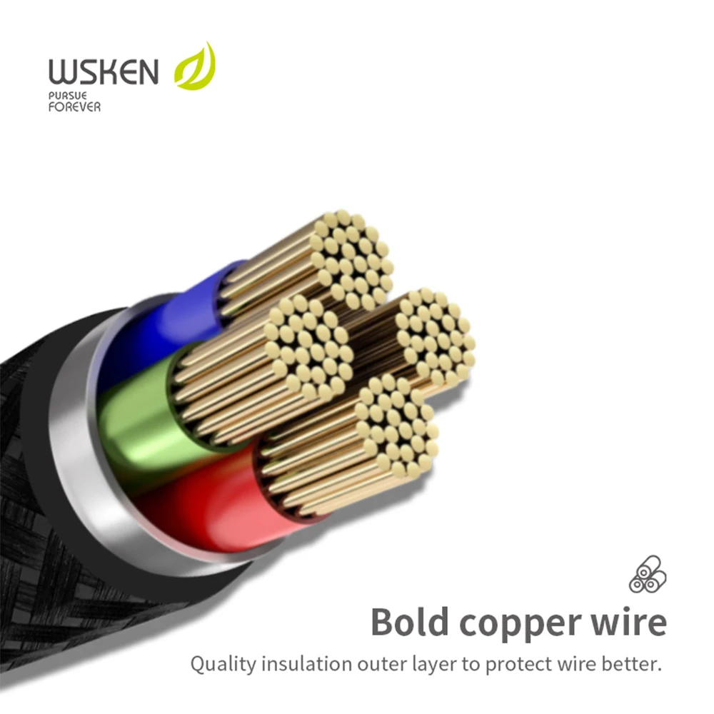 Магнитный usb кабель Wsken для зарядки USB C Type iphone зарядный Micro Samsung мобильный телефон