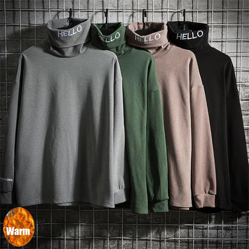

Мужская теплая водолазка на осень и зиму, бархатные футболки, мужские Новые однотонные модные футболки, мужские футболки
