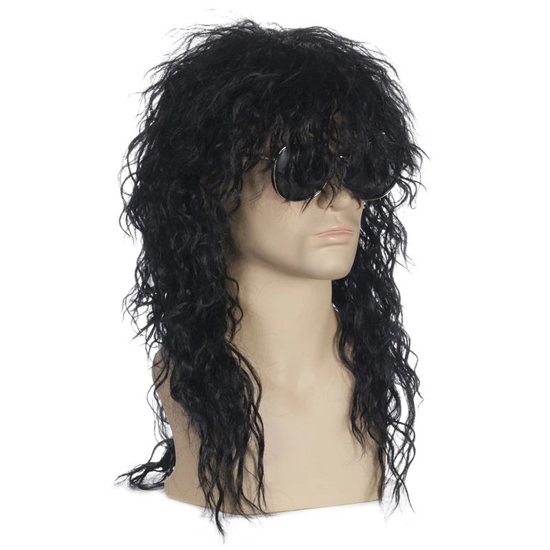 

New Fashion Long Curly Hair Bangs Chemical Fiber Wig Headgear Male High Temperature Silk Suitable For Any Skin Tone
