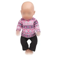43 cm baby dolls clothes newborn purple sweater set baby toys dress fit american 18 inch girls doll f362