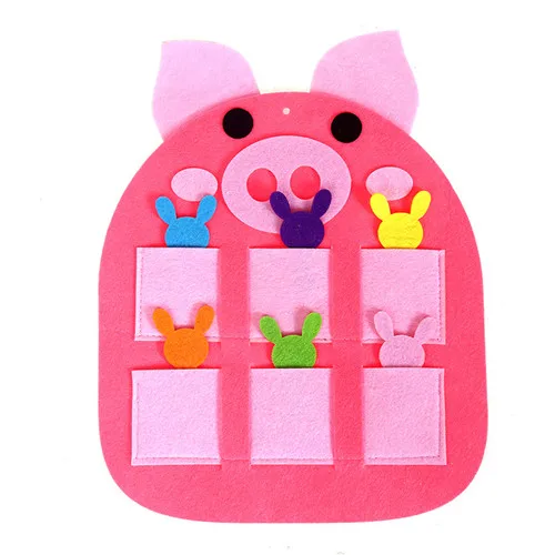 piggy 1 комплект Войлок Животные эльф обучение в детском саду инструменты развития воображения и прикладное искусство для детей игрушки учет посещения утро пакет для документов - Цвет: piggy