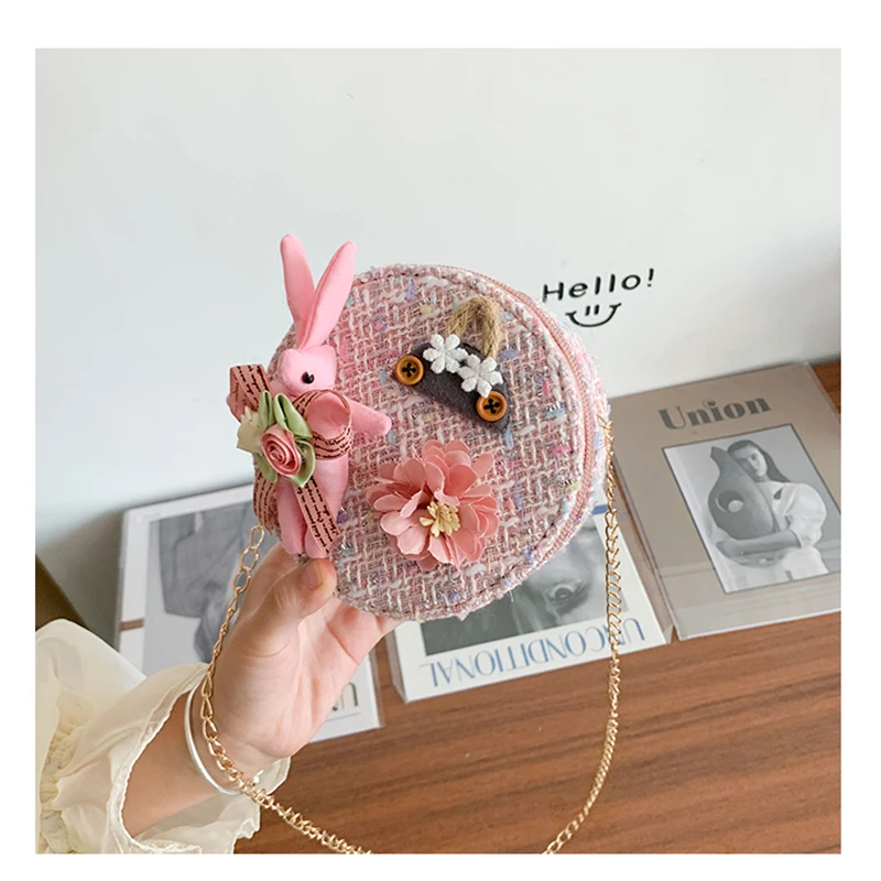 

Messenger Bag Cute Bow Rabbit Flower Children Bags Zipper Kindergarten Boys Girls Shoulder Bag Kids School Backpacking Purse