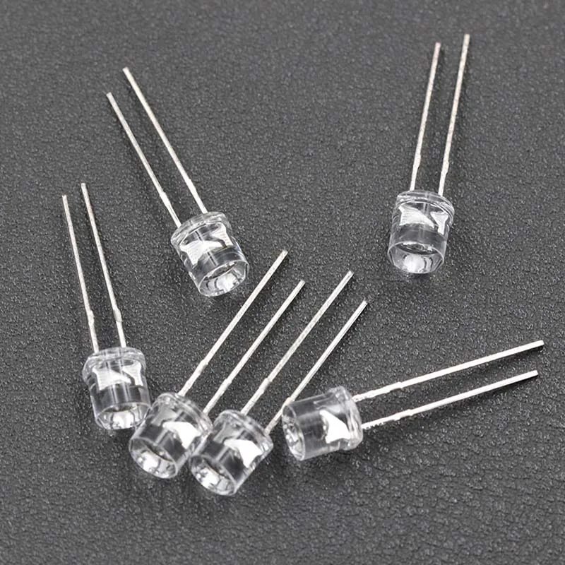 1000 шт. 5 мм Плоский прозрачный короткий белый теплый красный синий светодиодный