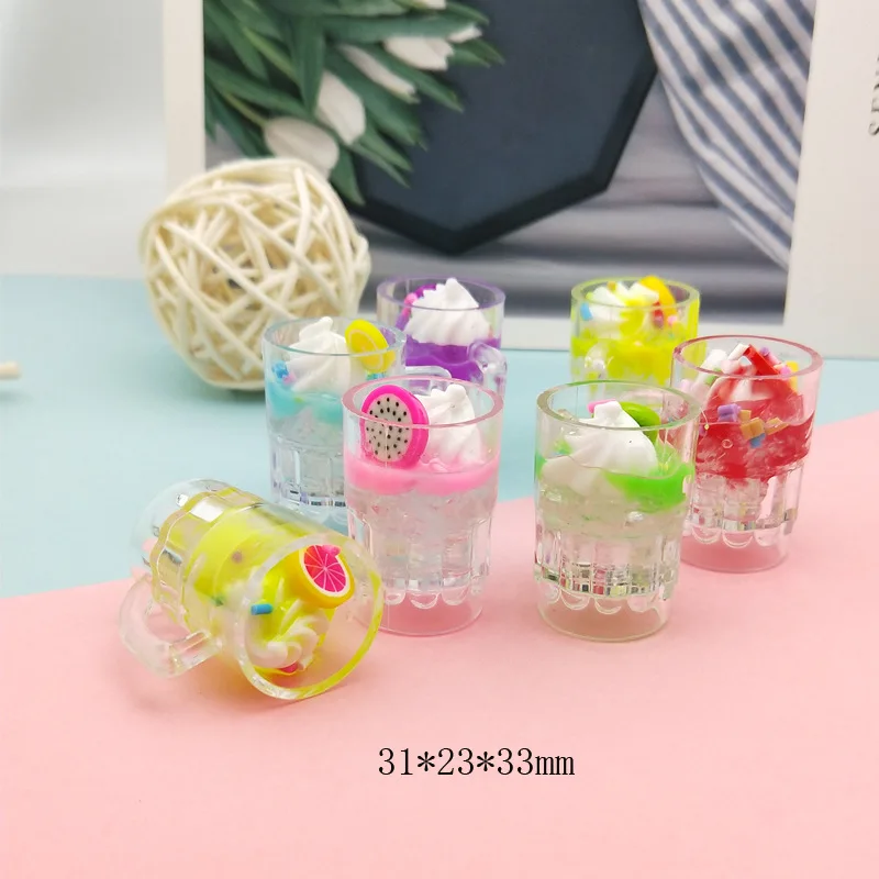 

2Pcs Simulation Mini 3D Fruit Ice Cream Bottle Resin Cabochons DIY Necklace Earring Keychain Craft Decoration Accessories