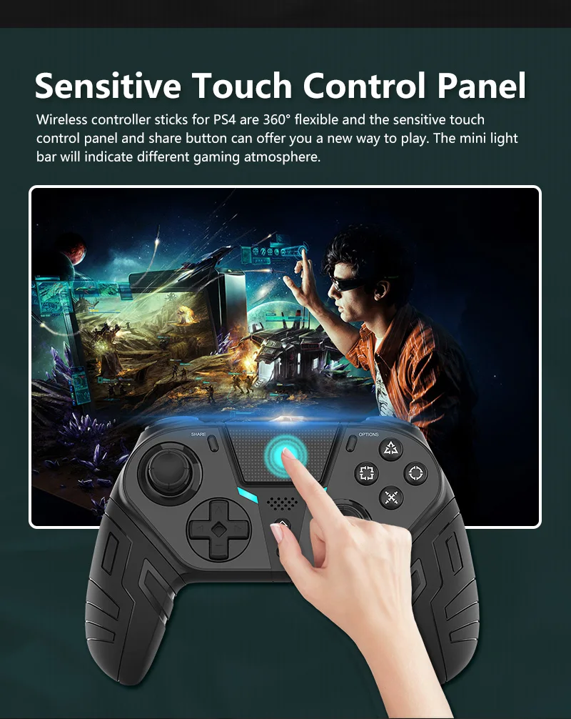 Для PS4 геймпад bluetooth Беспроводной ручка для игровой контроллер RGB светодиодный