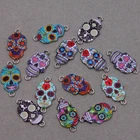 Цветок эмалированный серебристый, для изготовления украшений, сережек, 14 х26 х2 мм, 6 шт., соединитель в виде черепа