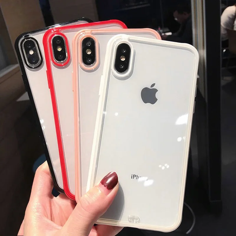 Прозрачный противоударный бампер силиконовый чехол для телефона iPhone 11 Pro X XS XR Max 6