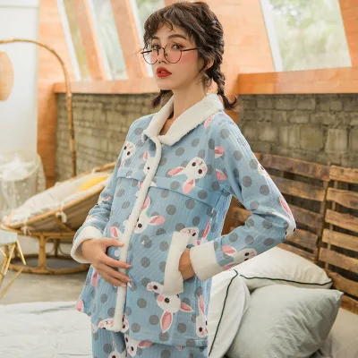 

Осенне-зимняя куртка для грудного вскармливания с мультяшным принтом + регулируемые штаны Пижама для беременных женщин костюм из двух пред...