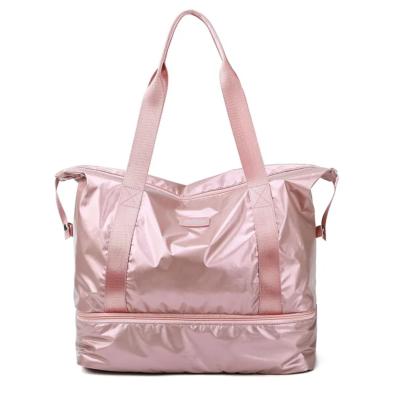 Glossy Gym Bag Dry Wet Travel Fitness Bag For Men Tas Handbags Women Nylon Luggage Bag With Shoes Pocket Traveling Sac De Sport