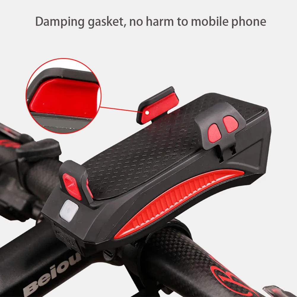 Велосипедный держатель для телефона 4 в 1 фонарик звуковой сигнал зарядка