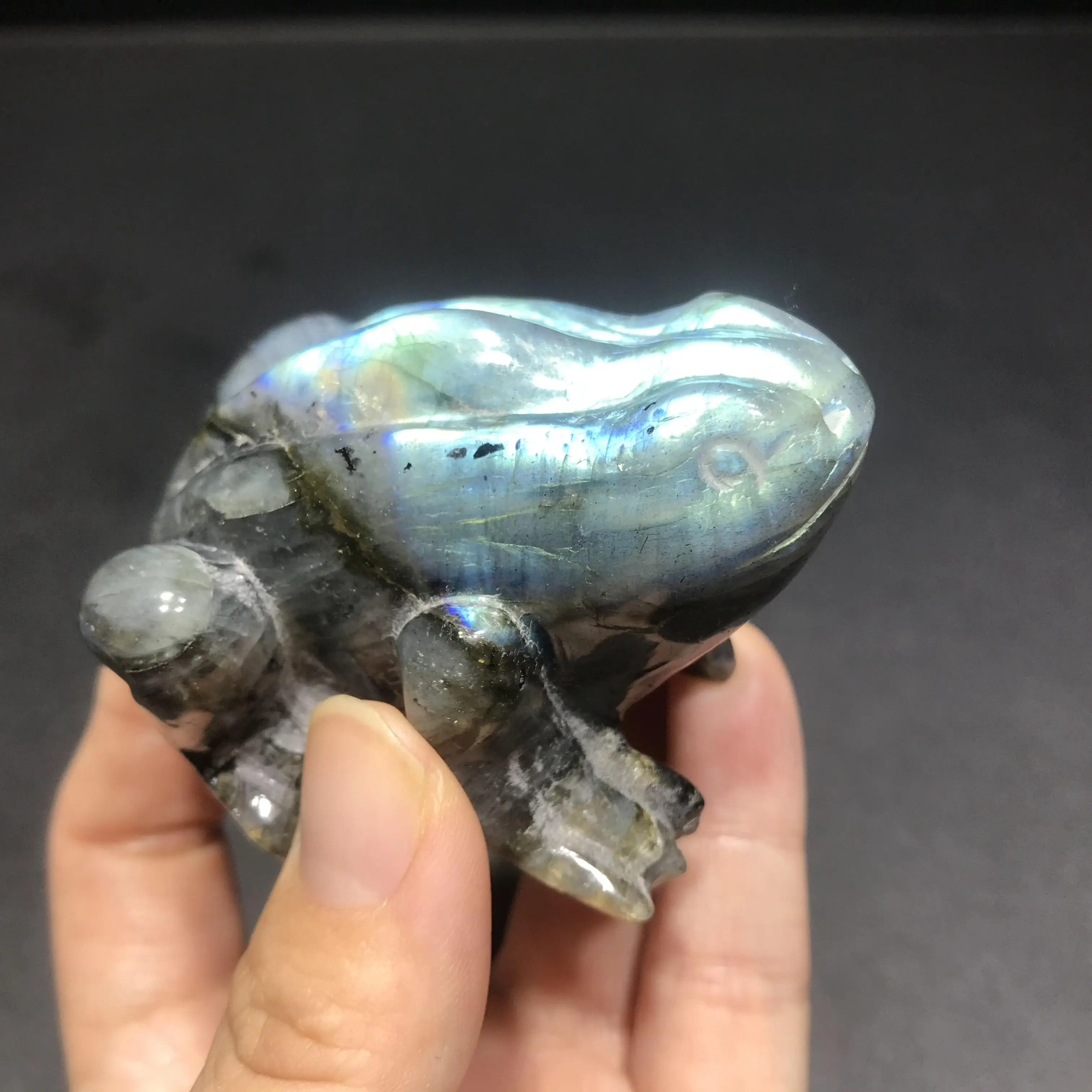 6cm natural hand carved gemstone labradorite frog crystal animal figurines gift | Stones