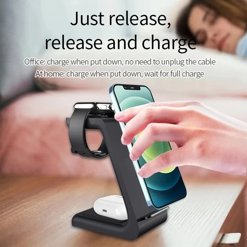 3 in 1 wireless charger station qi 15w fast apple wireless charging stand dock for iphone 12118 pro max airpods iwatch samsung free global shipping