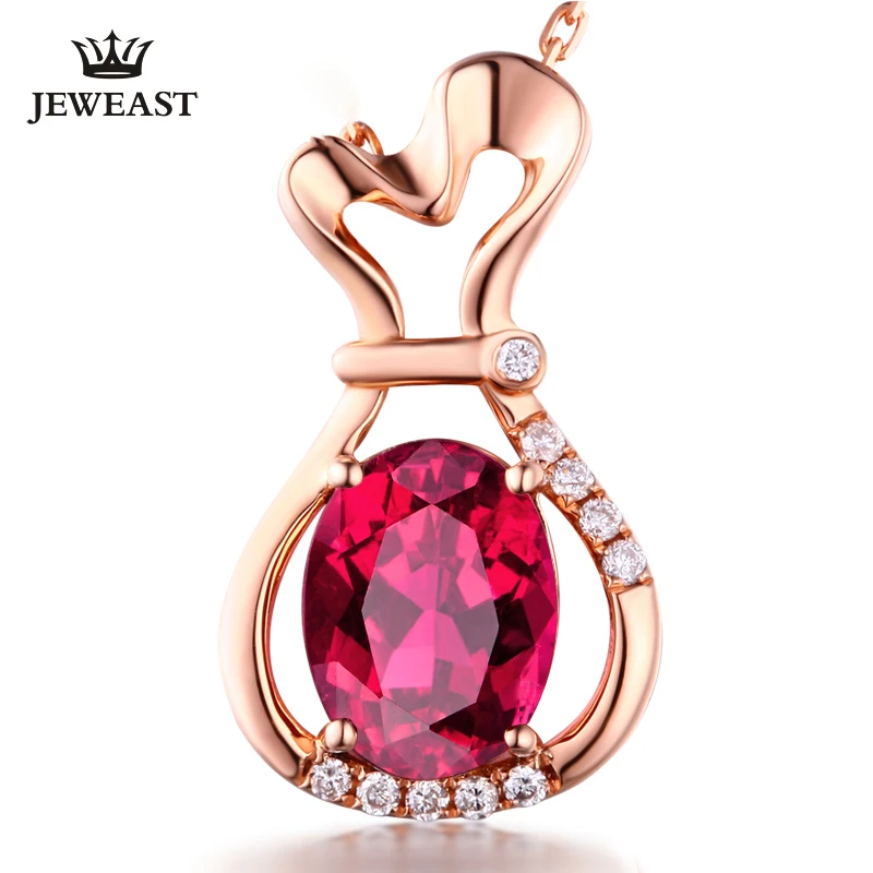 SLFD природный красный турмалин 18K кулон из чистого золота настоящий AU 750 ТВЕРДОЕ