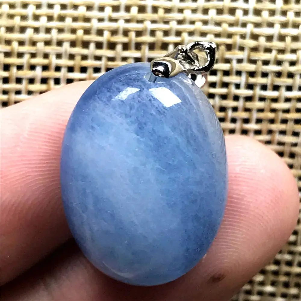

Natural Blue Aquamarine Beads Pendant Jewelry For Women Lady Crystal Oval Clear 20x15x8mm Beads Rare Silver Gemstone AAAAA