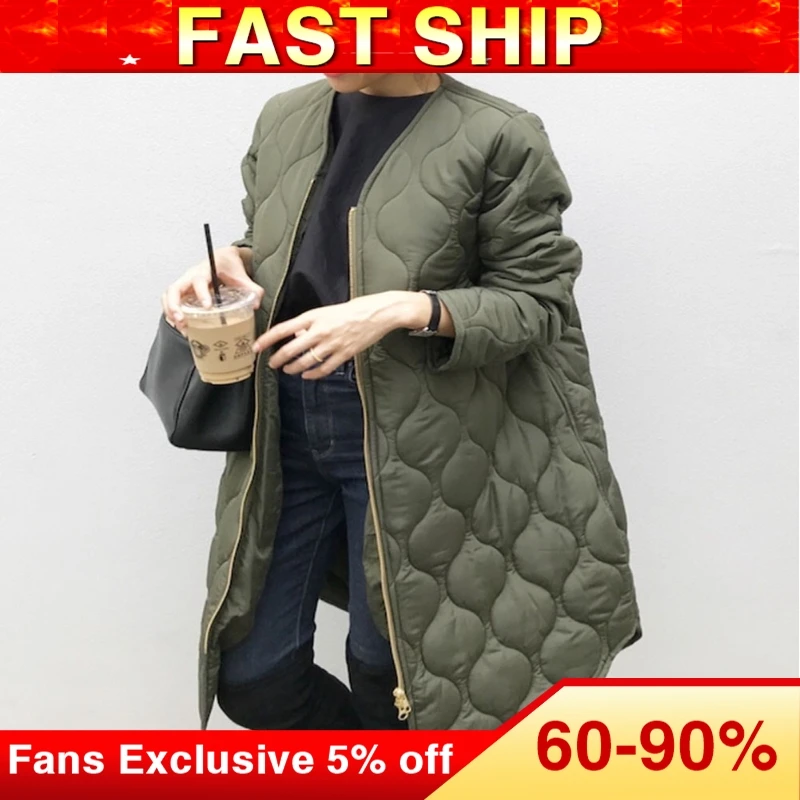 Осенняя куртка с хлопковой подкладкой для офисных дам корейское теплое