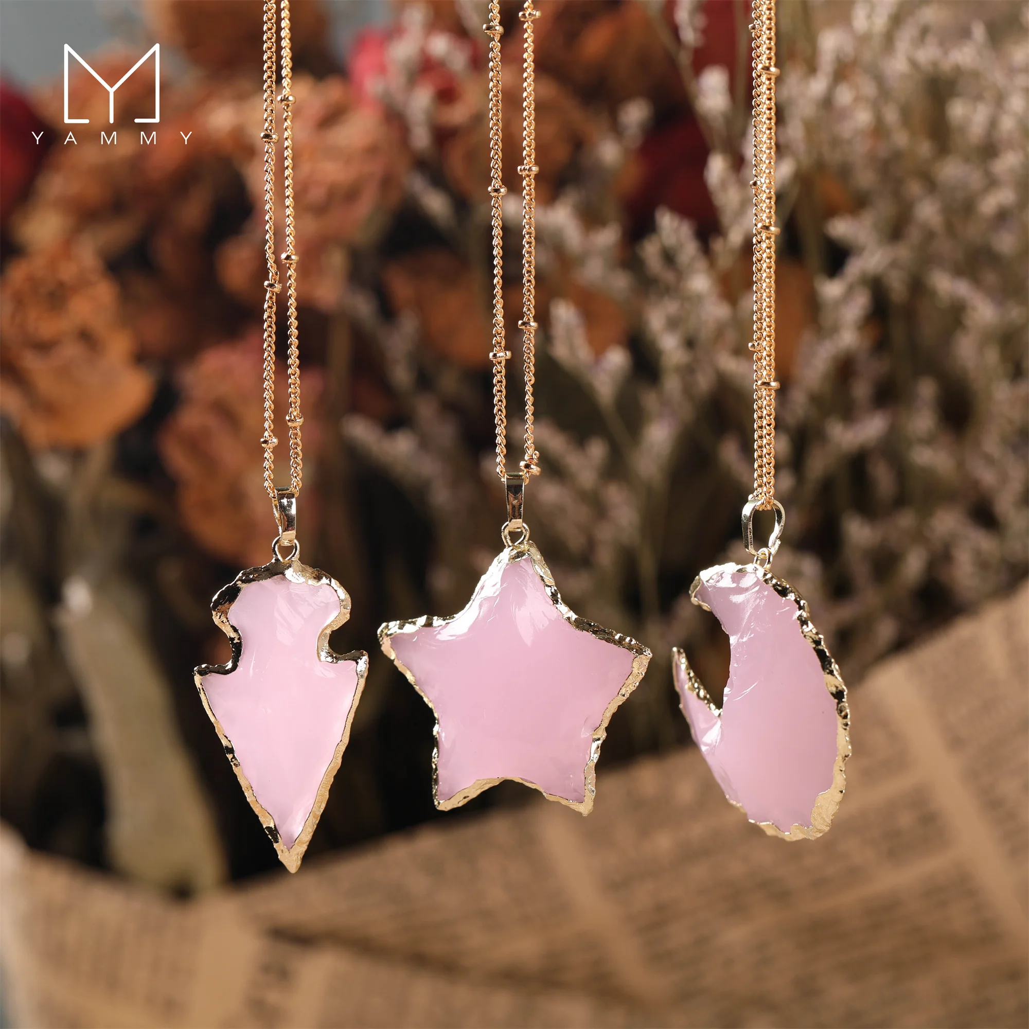 

Романтическое ожерелье Yammy с подвеской в виде Луны и пентаграммы, ожерелье с подвеской в виде морской звезды, Хрустальный драгоценный камен...