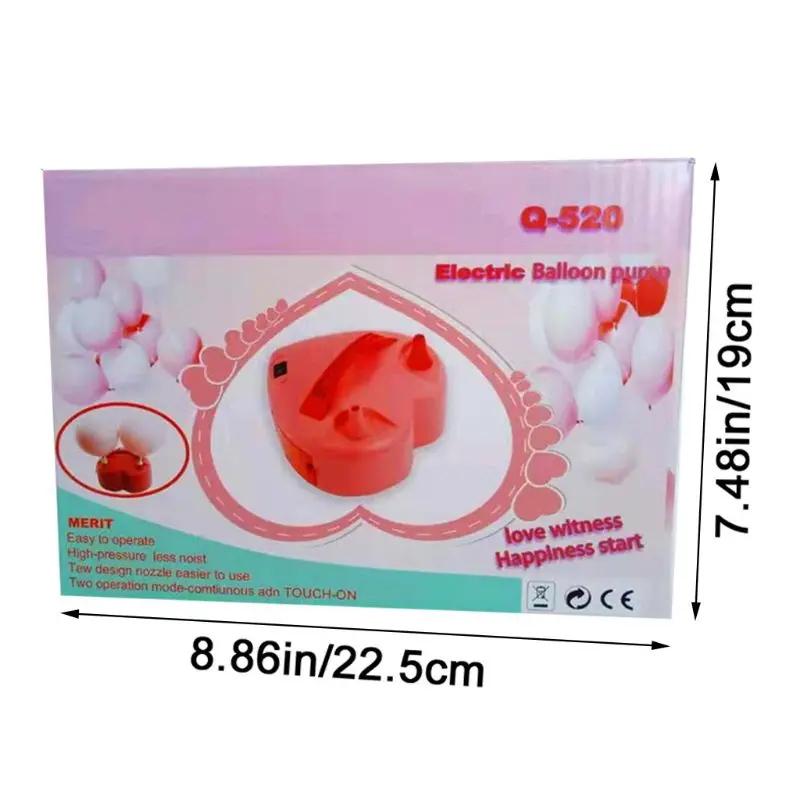 

EU Plug Love Heart Shape Electric Balloon Pump Portable Double Nozzles Inflator for Wedding Party Decor Filling Balloons