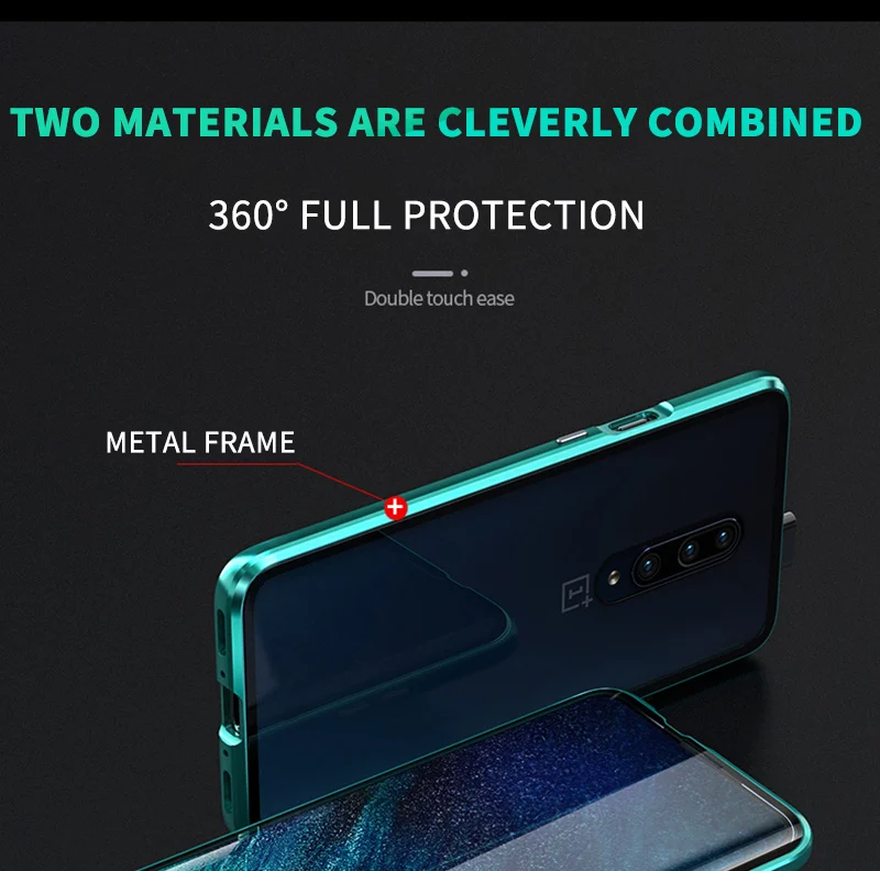 Магнитный поглощающий металлический чехол s для Oneplus 7 Pro 6 T, чехол для телефона, двустороннее стекло, 360, противоударный чехол для Oneplus 7 6