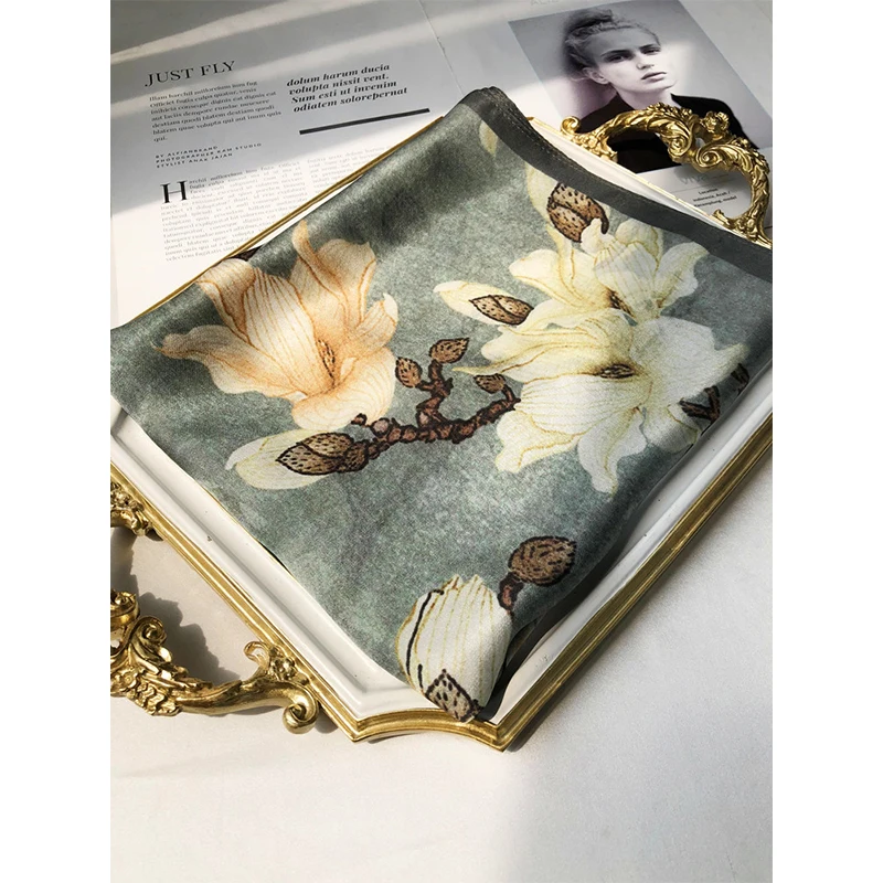 100% натуральный шелковый шарф женский длинный Шелковый Дамский модный Цветочный