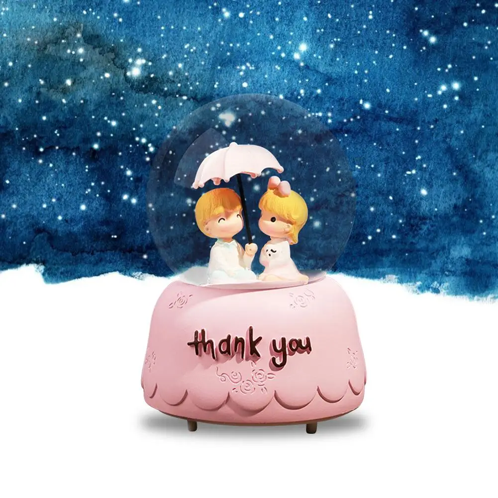 Инновационная музыкальная шкатулка INS Girl с розовым снегом фонари хрустальный шар