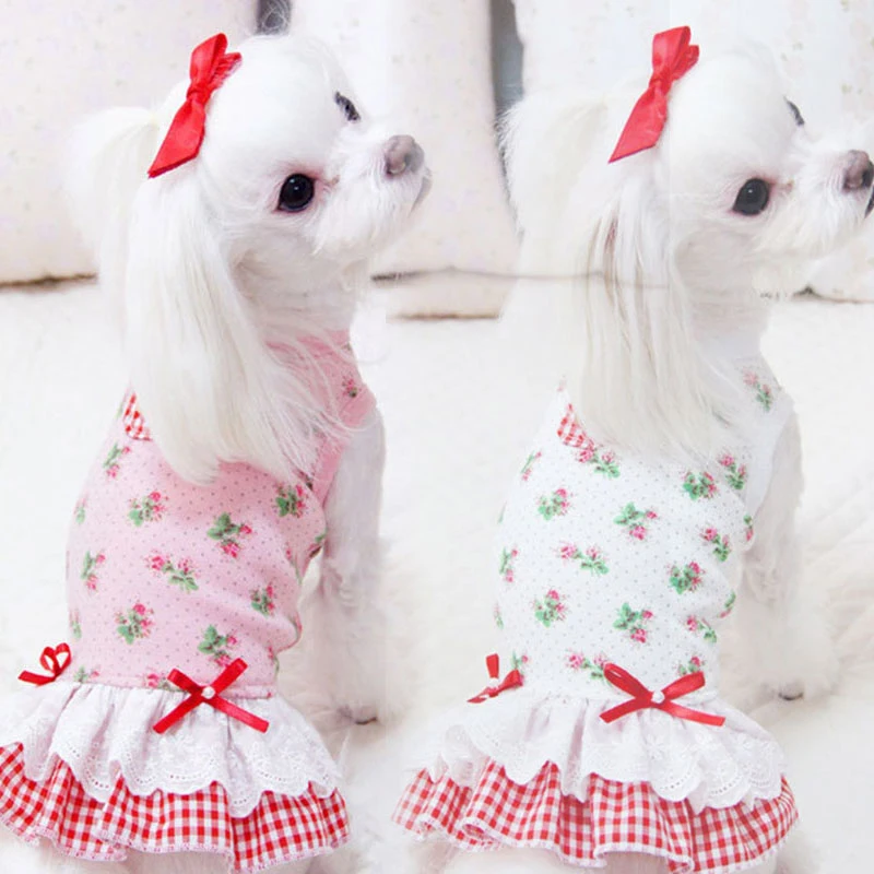 

Classic Rose Pet Princess Skirts Universal Princess Style Plaid Pet Dresses Stylish Popular Fresh Sweet Cute Dog Skirts