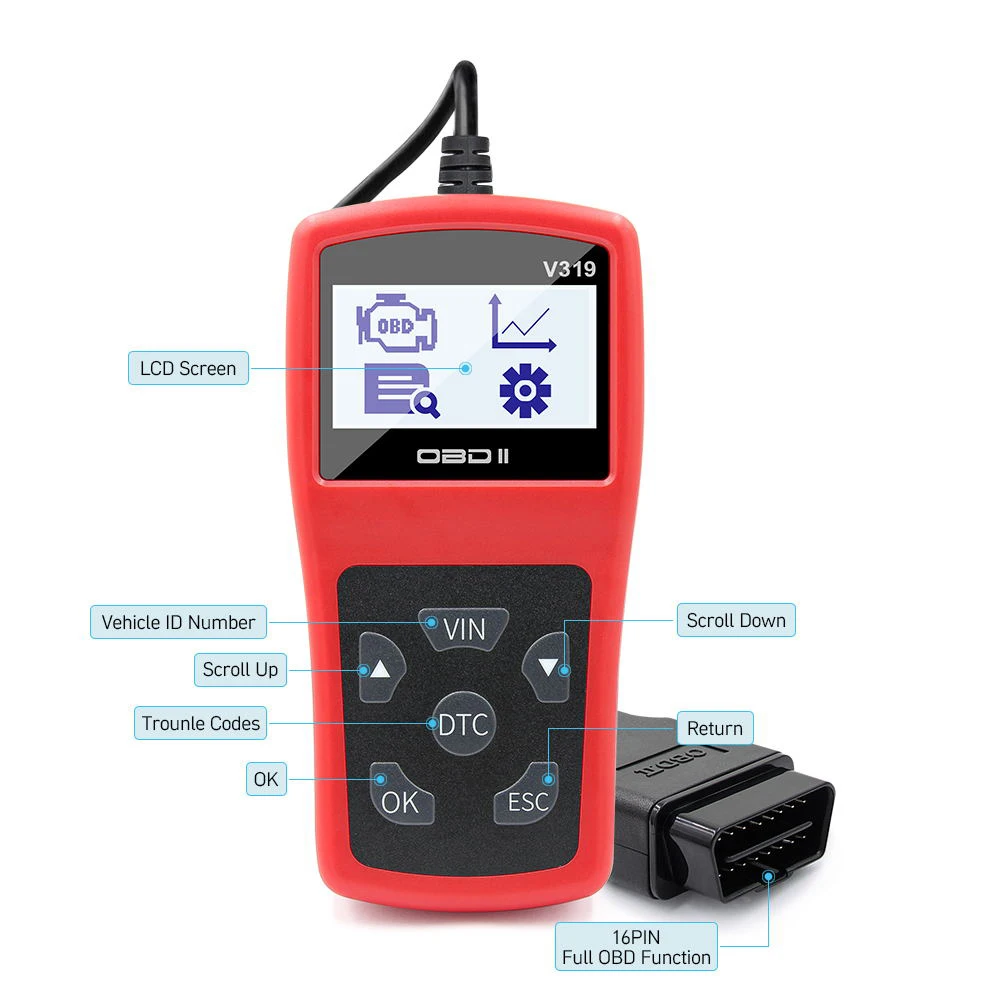 Автомобильный диагностический инструмент OBD2 считыватель кодов OBD V319 ELM327 многоязычный Автомобильный сканер Диагностический Авто OBD2 сканер ELM 327