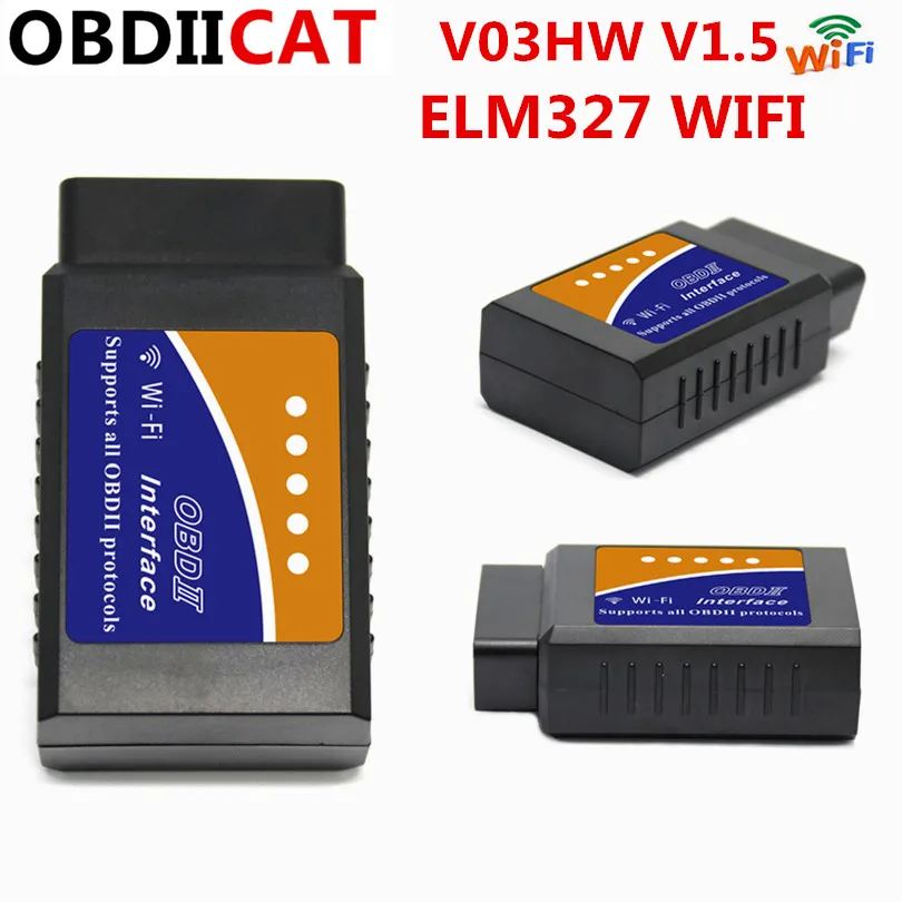 

20pcs/lot DHL ELM 327 V03HW V03HW-1 V1.5 WIFI PIC18F25K80 OBD2 OBDII Auto Code Reader WIFI Super Mini ELM327 For Android / IOS