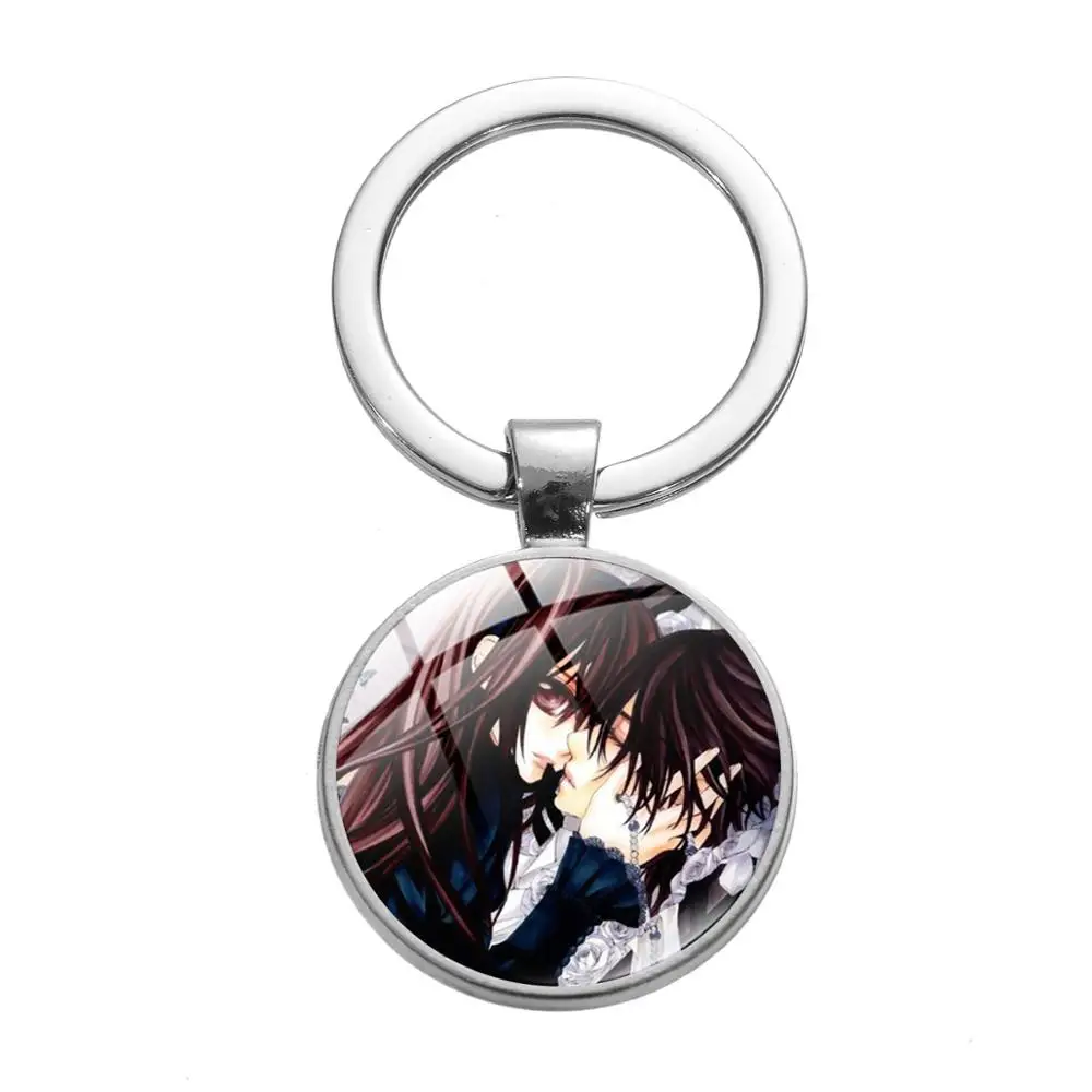 SONGDA Classic Anime Vampire Knight Keychain Clan Kaname Art Picture Glass Dome Key Ring Car Keychains Handbag Pendant for Girls | Украшения