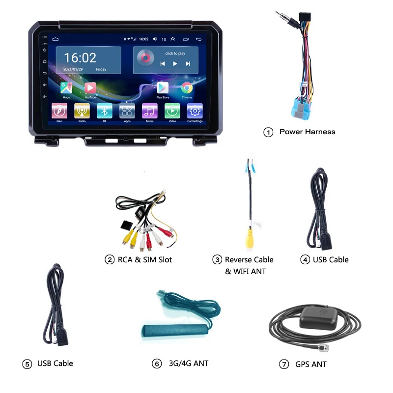 4G Lte 2G RAM 9 Inch Android 10 Full Touch Screen Car Multimedia System For 2019 Suzuki JIMNY GPS Navigation | Автомобили и