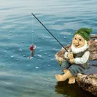 Статуя гнома из смолы, рыболовный карликовый эльф, статуя, ремесла, двор, фонтан, лужайка, уличное украшение для сада, украшение для дома и улицы