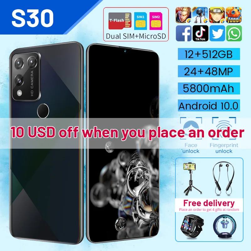 

Samsung-teléfono inteligente S30 Ultra, versión Global, 5G, 12GB, 512GB, 10 núcleos, 32MP, batería de 5800mAh, SIM dual