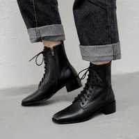 ankle women boots genuine leather female boots motorcycle boots new autumnwinter 2020 lace up women shoes cowhide size 34 43
