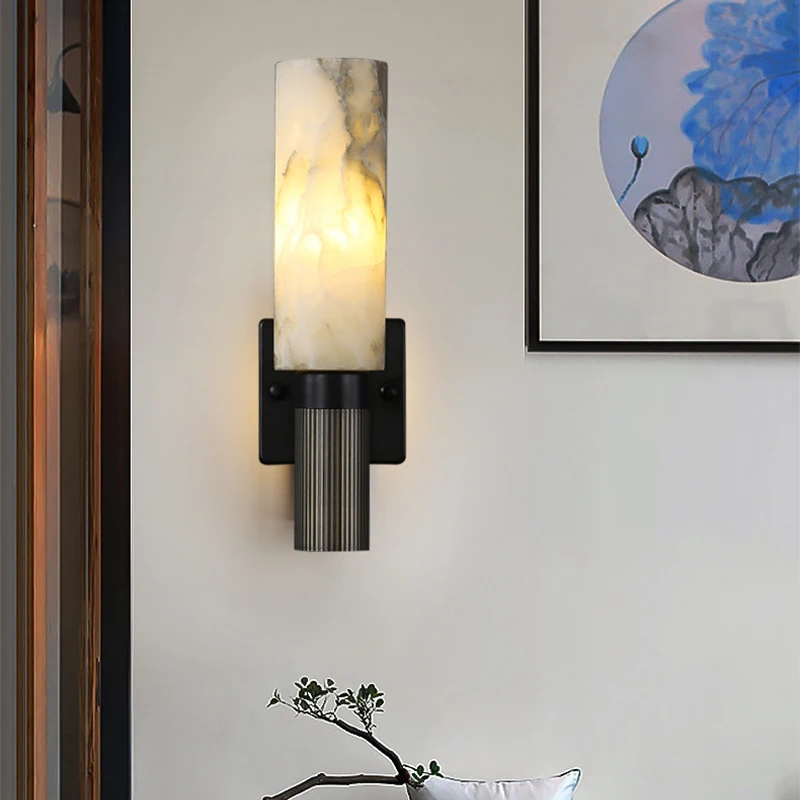 

Modern Brass Copper Marble Wall light Restaurant Bar Villa Hotel Home Living Room Bedroom Wall Lamp WA267