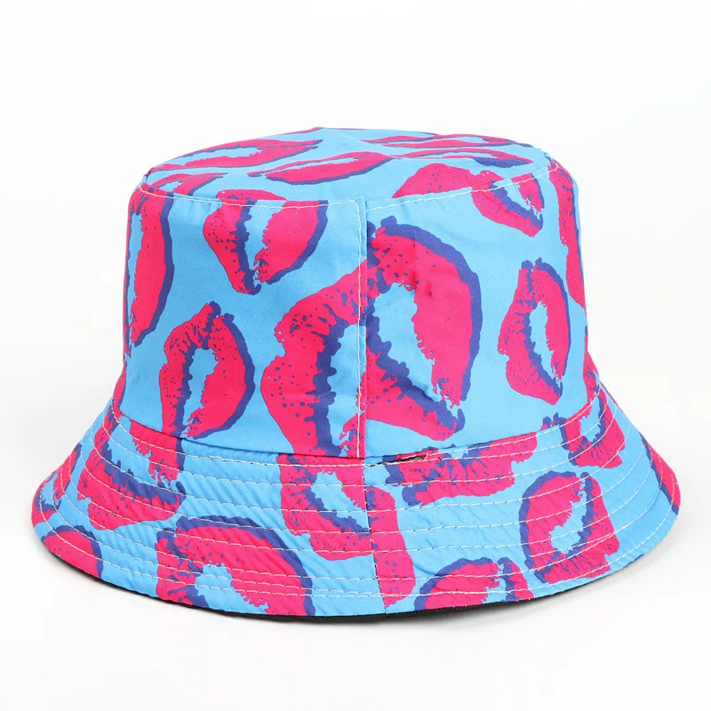 

LDSLYJR Cotton Lips Print Bucket Hat Fisherman Hat Outdoor Travel Hat Sun Cap Hats for Men and Women 330