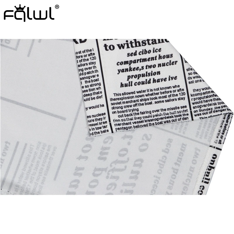FQLWL Newspaper Letter Printed Long Blouse Shirt Women Tops Sleeve Loose Female Blusas Autumn Sexy Club Ladies | Женская одежда