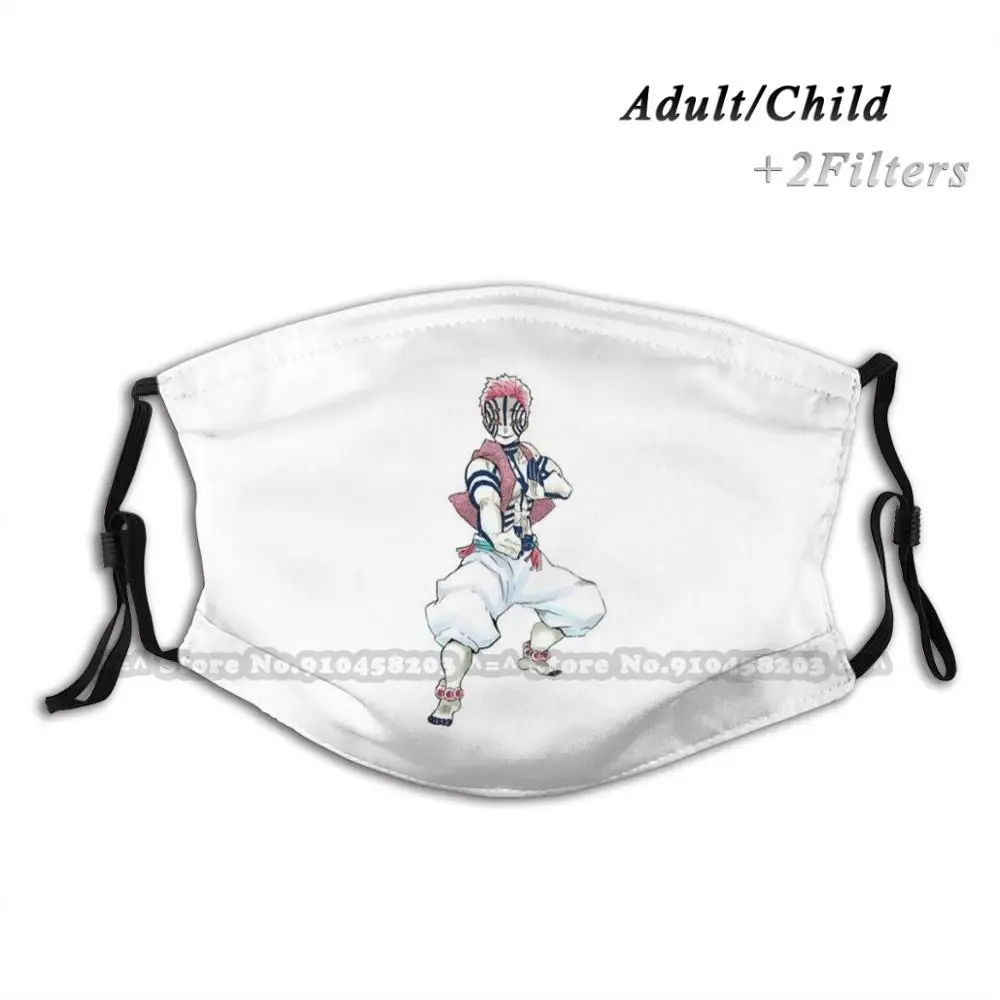 

Akaza Upper Moon Three - - Kimetsu Print Face Mouth Mask Fashion Anti Dust Pollution Mask For Men Women Children Shinobu Kochou