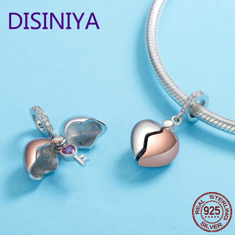 Женский браслет и ожерелье с замком из чистого серебра 925 пробы|Шармы| |