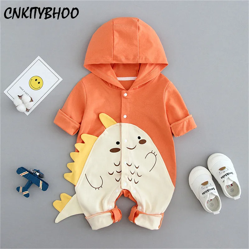 

Комбинезон унисекс, на молнии, хлопковый, с капюшоном в виде динозавра, ярких цветов