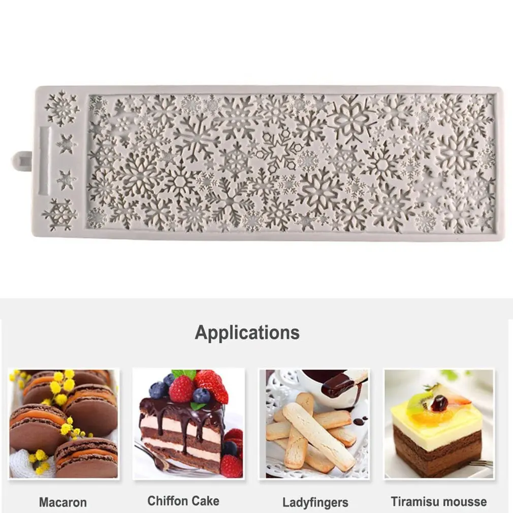 

Рождественская Снежинка, большая кружевная силиконовая форма для помадки, зеркальная глина, форма