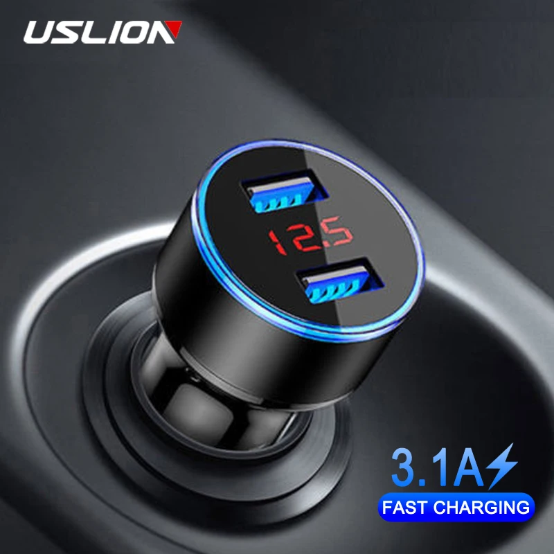 Автомобильное зарядное устройство USLION универсальное с двумя USB-портами и