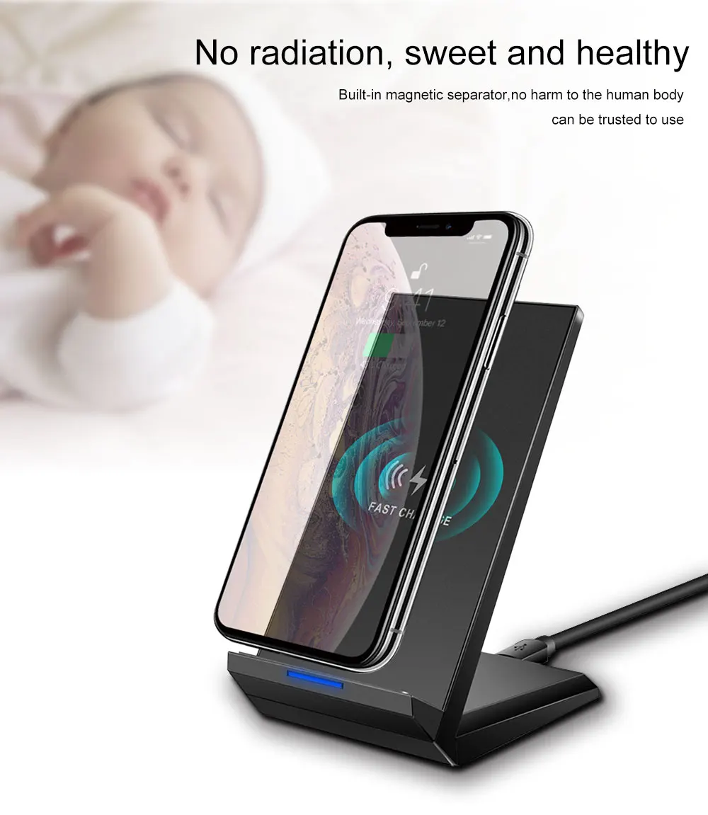 15 Вт Qi Быстрое беспроводное зарядное устройство для samsung S10 9 plus Note10 iPhone Xr 11 Pro Max 8Plus HUAWEI P30 Pro Xiaomi Mi9 зарядная станция